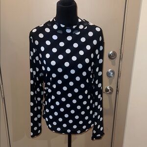 a new day Black and White Polka Dot Blouse